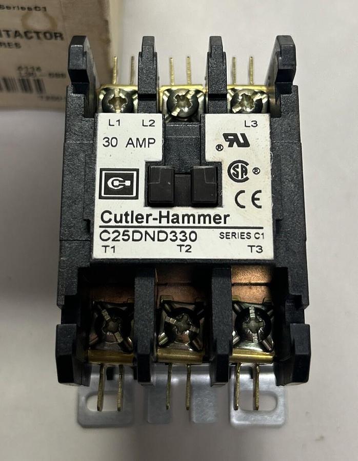 Used CUTLER HAMMER,C25DND330A,DEFINITE PURPOSE CONTACTOR 30A NEW