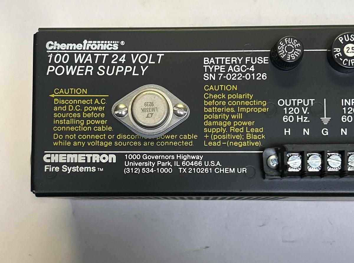 Used CHEMETRON,SN7-010-0449,POWER SUPPLY 100 WATT 24VDC