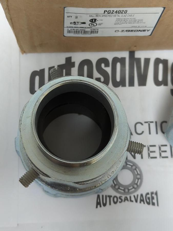 O-Z GEDNEY,PG 240-20,MALL IRON ARMORED METAL CLAD CABLE CONNECTORS BOX OF 2 NOS