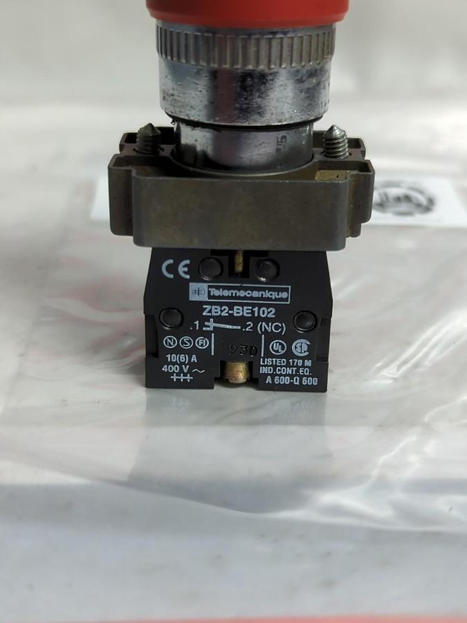 Used TELEMECANIQUE,ZB2-BE102,RED PUSH BUTTON ASSEMBLY PRE-OWNED