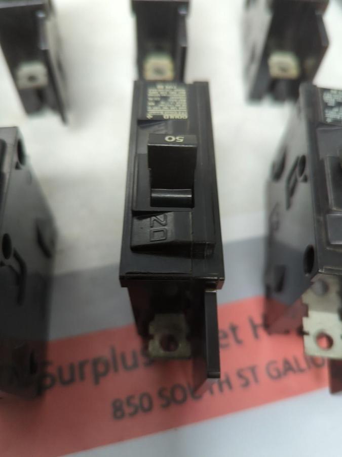 Used GOULD,BQ1B050,CIRUIT BREAKER 1-POLE 50 AMP LOT OF 6 PRE-OWNED