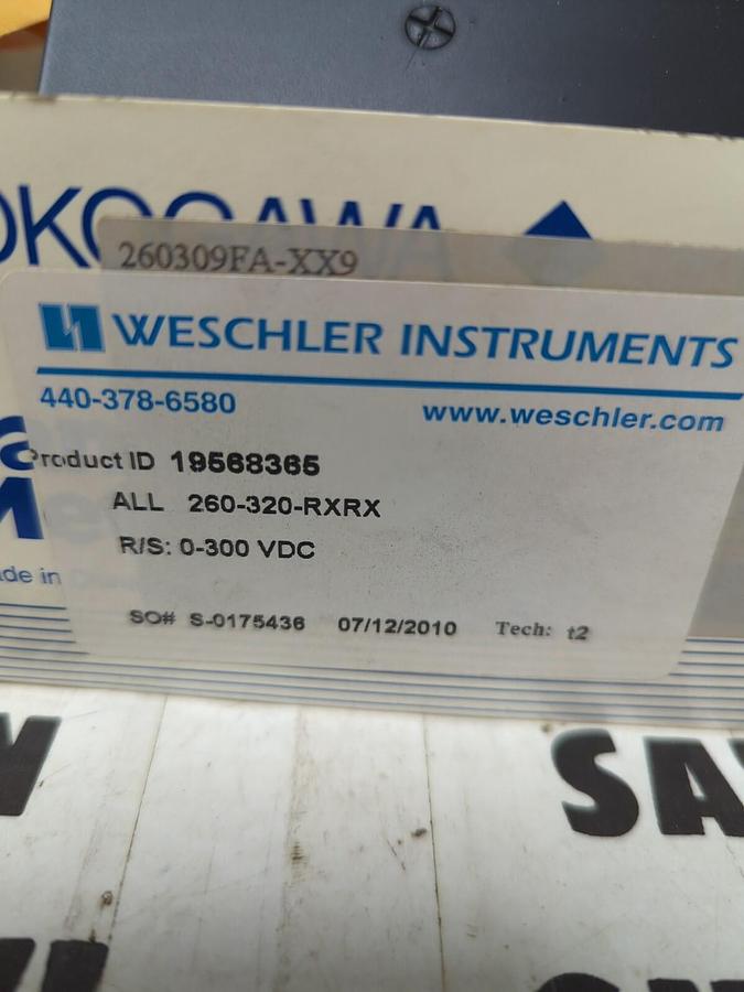 WESCHLER,19568365 ALL 260-320-RXRX R/S: 0-300 VDC,PANEL METER NOS