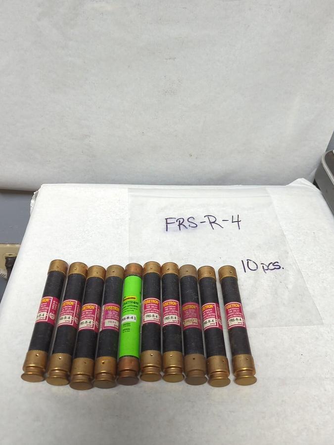 Used COOPER BUSSMANN,FRS-R-4,FUSETRON 4 AMP FUSE LOT OF 10 PRE-OWNED