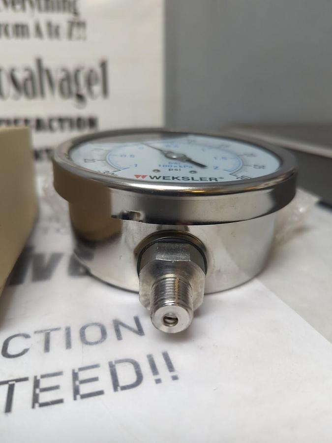 WEKSLER,BY4CYCB4LW,PRESSURE GAUGE 30 IN/0/30# 1/4 IN NPT NOS
