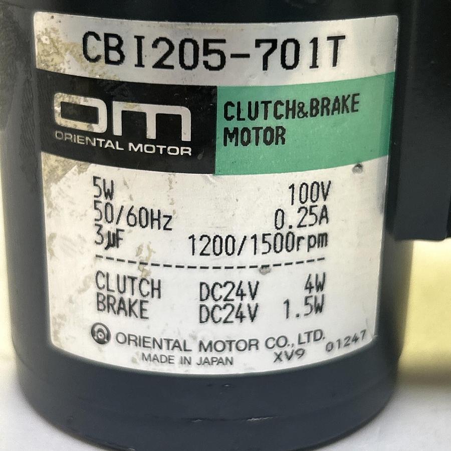 Used ORIENTAL MOTOR,CBI205-701T,CLUTCH & BRAKE MOTOR