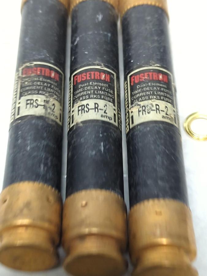 Used COOPER BUSSMANN,FRS-R-2,FUSETRON 2 AMP FUSE LOT OF 3 PRE-OWNED