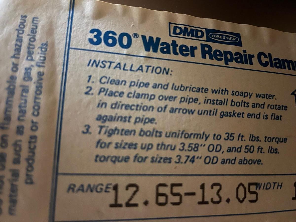 DRESSER,0360-7120-017,360 WATER REPAIR CLAMP 12.650-13.05