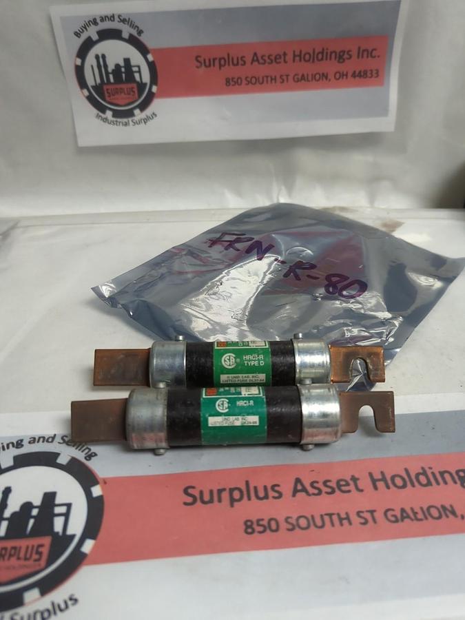 Used COOPER BUSSMANN,FRN-R-80,FUSETRON 80 AMP FUSE LOT OF 2 PRE-OWNED