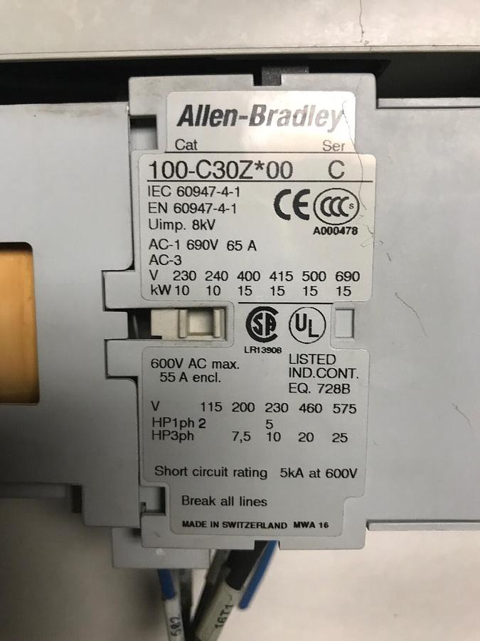 Used Allen Bradley,190S-ENDJ3-FC16R,Compact starter Series B