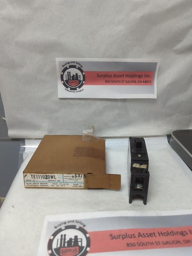 GENERAL ELECTRIC,TE111020WL,CIRCUIT BREAKER 1-POLE 20 AMP NOS