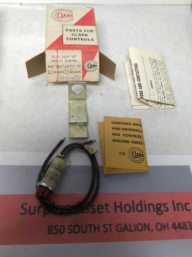 CLARK,CYA 30-14,PILOT LIGHT KIT FOR CY STARTER 110V LOT OF 2 NOS