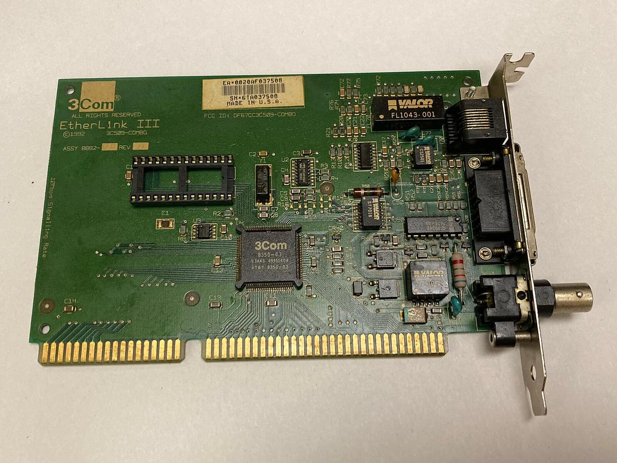 Used 3COM,Etherlink III 3C509-COMBO,Network Card