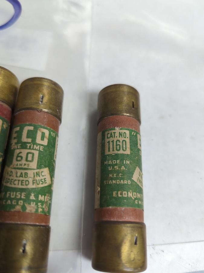 Used ECO,1160,ONE-TIME 60 AMP FUSE LOT OF 7 PRE-OWNED