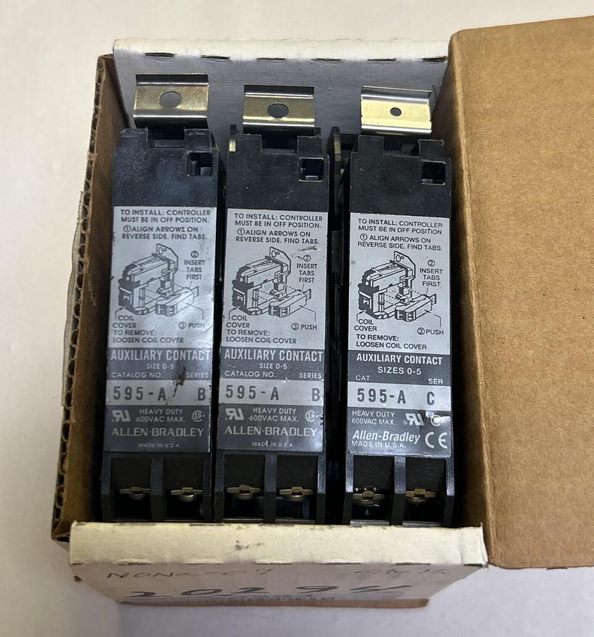 Used ALLEN BRADLEY,595-A,AUXILIARY CONTACT SIZE 0-5 LOT OF 12