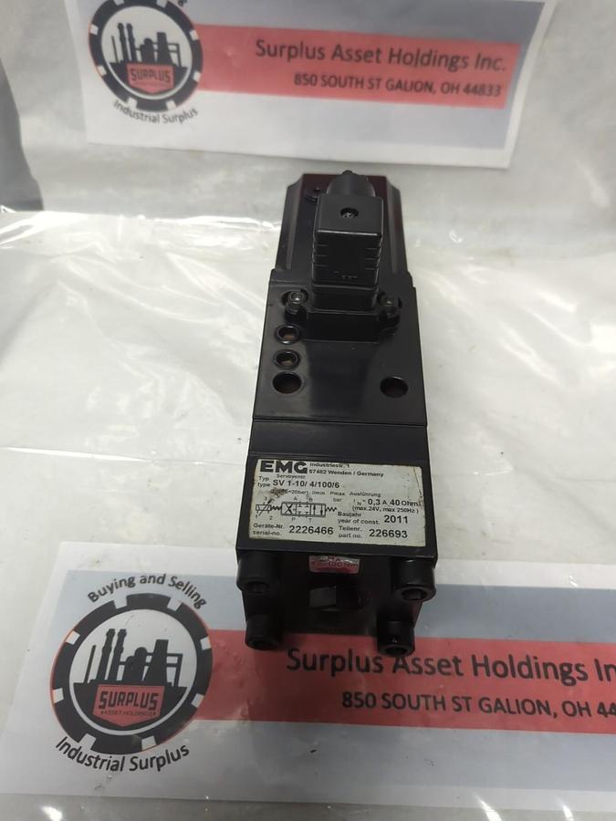 Used EMG,SV 1-10/4/100/6,PROPORTIONAL DIRECTIONAL SERVO VALVE 0.3A 40OHM PRE-OWNED