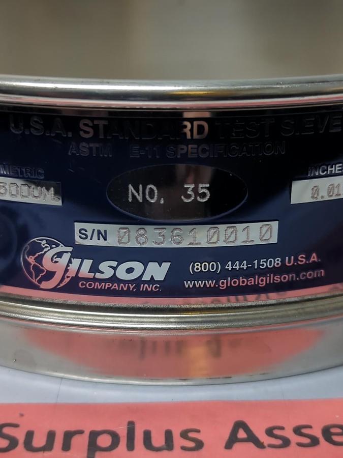 Used USA STANDARD,NO.35,TEST SIEVE 500UM .0197 INCH ASTM E-11 SPEC PRE-OWNED