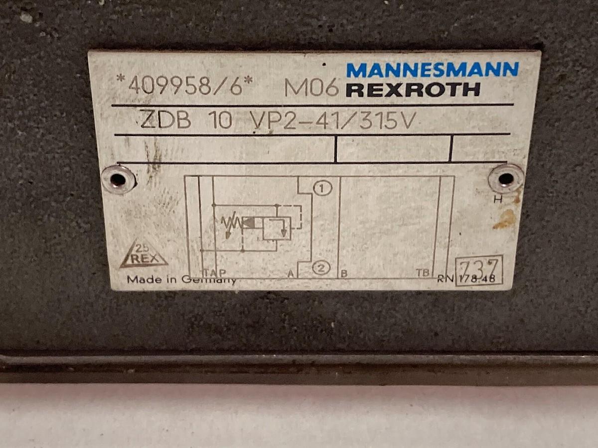 Used Mannesmann Rexroth,ZDB 10 VP2-41/315V,Pressure Reducing Valve