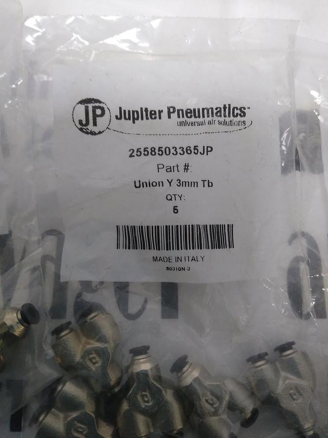 Used JUPITER PNEUMATICS,2558503365JP,TUBE UNION Y 3MM LOT OF 3-5PK BAGS