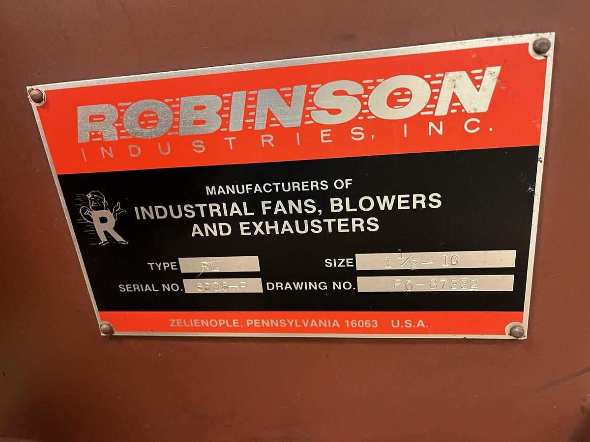 Used ROBINSON,RL,INDUSTRIAL FAN BLOWER SIZE 1.5X10 1-1/2HP 3PH 3480RPM