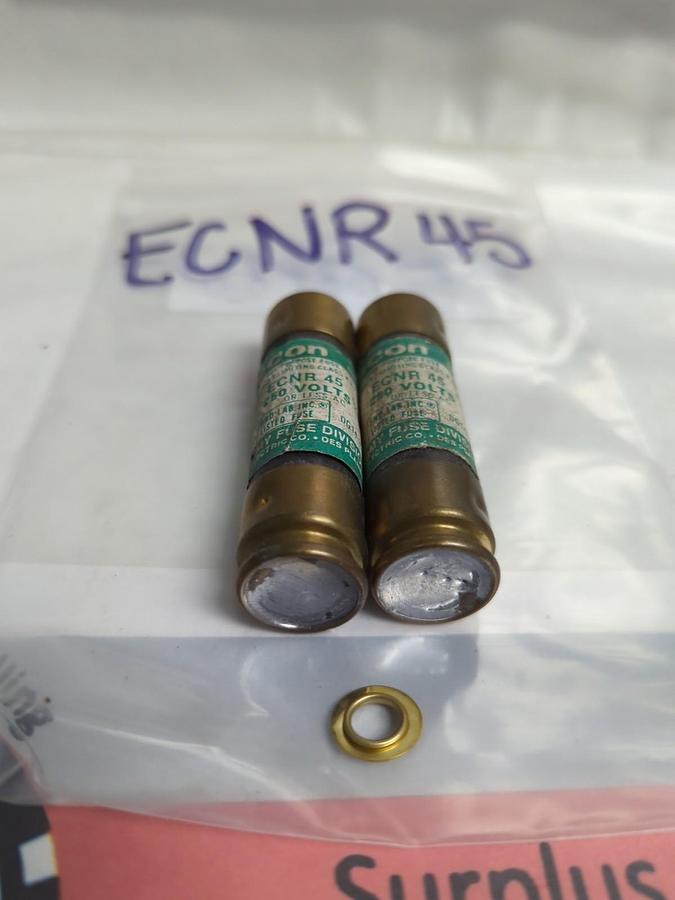 Used ECON,ECNR45,DUAL ELEMENT 45 AMP FUSE LOT OF 2 PRE-OWNED