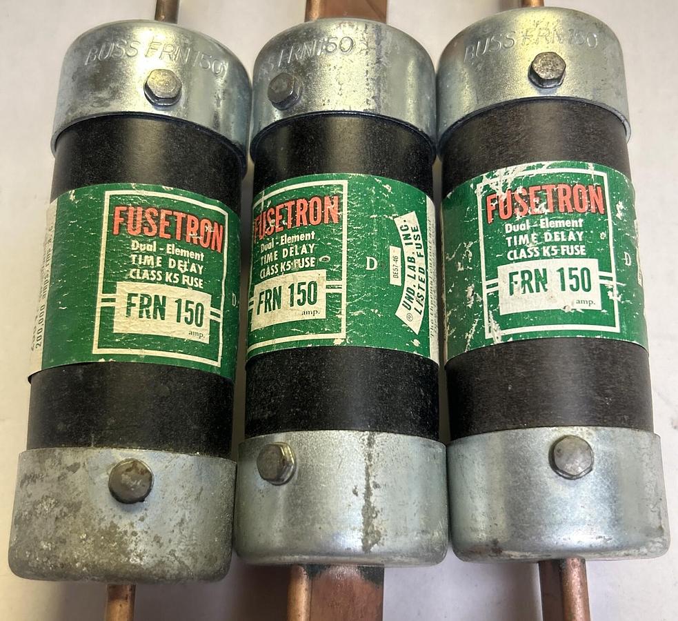 Used BUSSMANN,FRN150,FUSETRON FUSE 150A 250V LOT OF 3