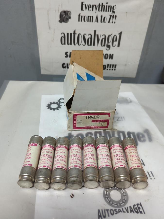 GOULD SHAWMUT,TR50R,TRI-ONIC 50 AMP FUSES BOX OF 8 NOS