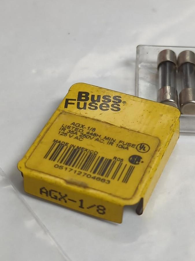 COOPER BUSSMANN,AGX-1/8,1/8 AMP FUSE LOT OF 8 NOS