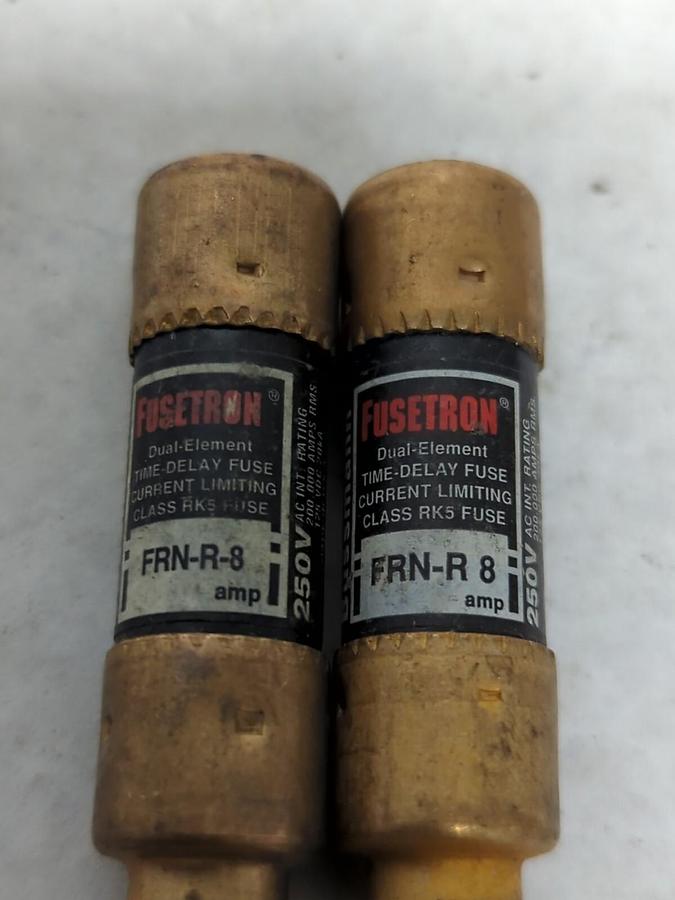 Used COOPER BUSSMANN,FRN-R-8,FUSETRON 8 AMP FUSE LOT OF 2 PRE-OWNED