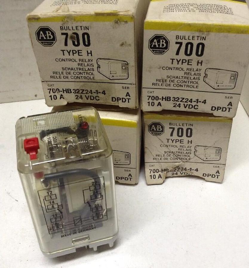 Used Allen Bradley,700-HB32Z24-1-4,Series A Cube Relay 24 VDC LOT OF 4 NOS