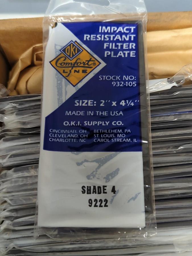 OKI COMFORT,932-105,IMPACT RESISTANT FILTER PLATE 2X4-1/4 IN SHADE 4 BOX OF 50