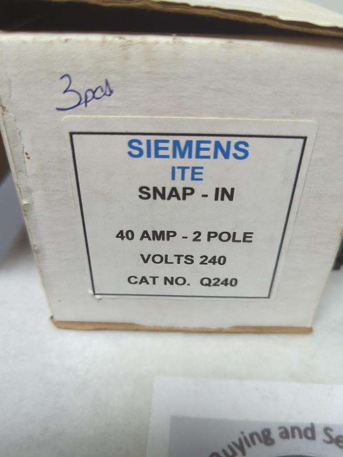 Used SIEMENS,Q240,CIRCUIT BREAKER 40 AMP 2-POLE LOT OF 3 PRE-OWNED