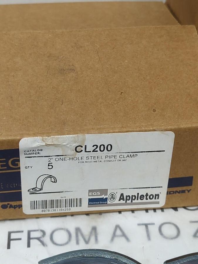 APPLETON,CL200,2 INCH ONE-HOLE STEEL PIPE CLAMPS BOX OF 5 NOS