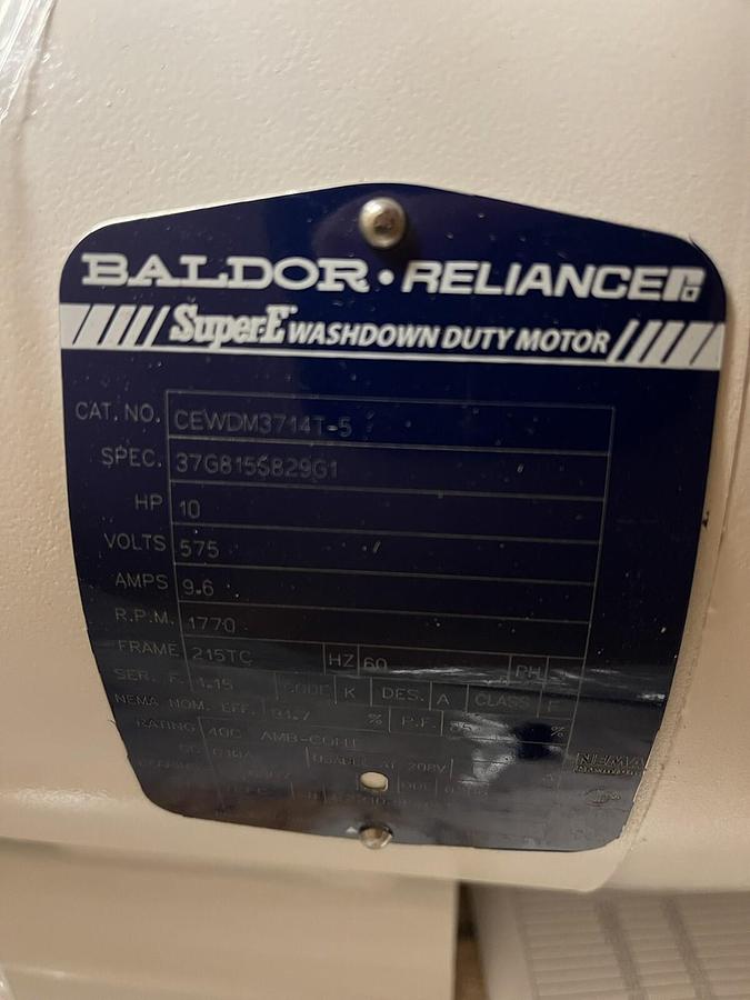Used BALDOR,CEWDM3714T-5,WASHDOWN MOTOR 10HP 1770RPM 215TC 575V 3PH