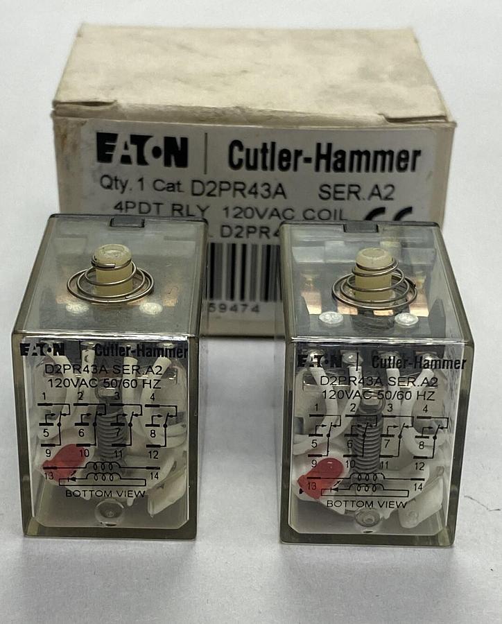 Eaton Cutler-Hammer,D2PR43A,Relay Lot Of 2 NOS