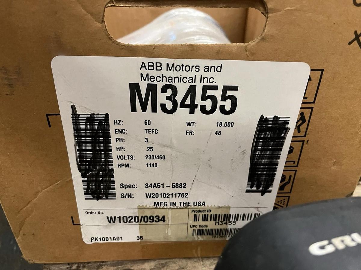 BALDOR,M3455,ELECTRIC MOTOR 1/4HP 1140RPM FRAME 48 3PH
