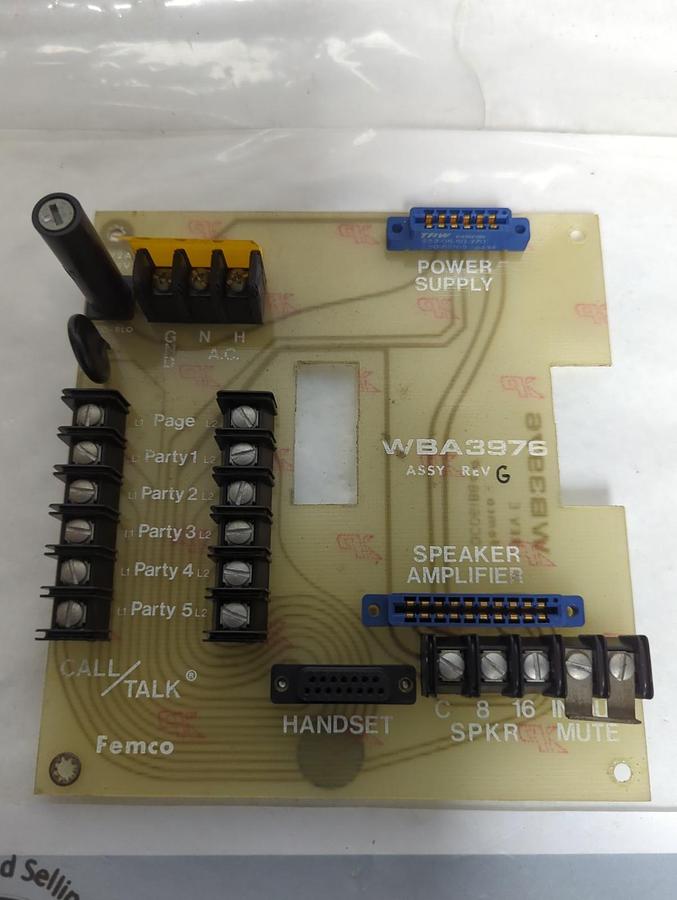 Used FEMCO,WBA3976,CIRCUIT BOARD REV G PRE-OWNED