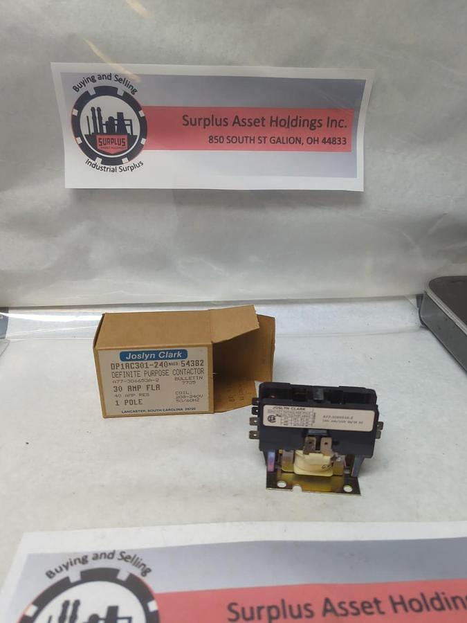 JOSLYN CLARK,DP1AC301-240,DEFINITE PURPOSE CONTACTOR 30 AMP 1-POLE NOS