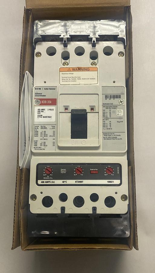 EATON CUTLER HAMMER,KDB3400,CIRCUIT BREAKER 400A 600V 3P NEW
