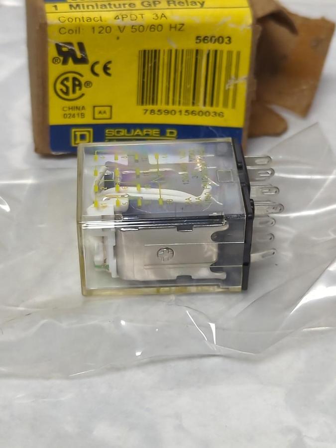 SQUARE D,8501-RS4P14V20,MINIATURE GP RELAY SER C 120V 50/60HZ 3A LOT OF 3 NOS