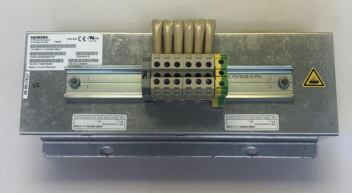 Used SIEMENS,6SN1111-0AA00-0BA1,LINE REACTOR 3PH 16KW