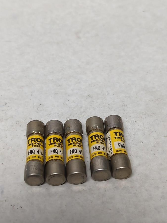 Used COOPER BUSSMANN,FNQ-4-1/2,TRON 4-1/2 AMP FUSE LOT OF 5 PRE-OWNED