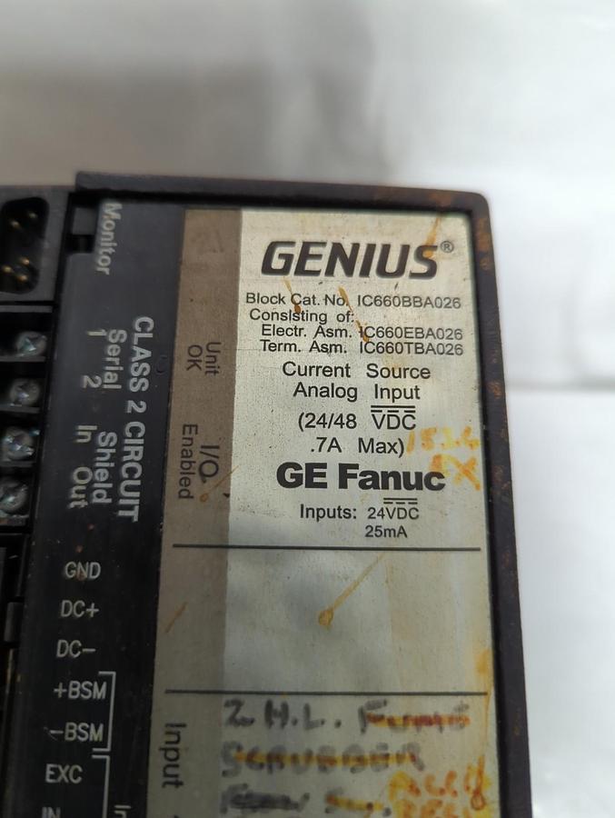 Used GE FANUC,IC660BBA026,GENIUS BLOCK CURENT SOURCE ANALOG INPUT MODULE PRE-OWNED