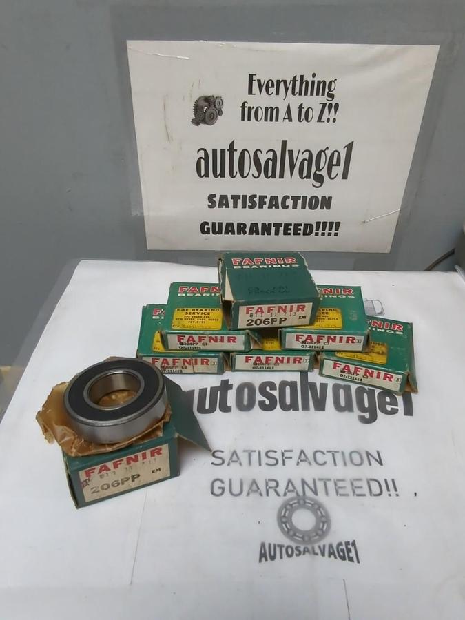 FAFNIR,206PP,RUBBER SEALED BALL BEARING 30X62X16MM LOT OF 7 NOS