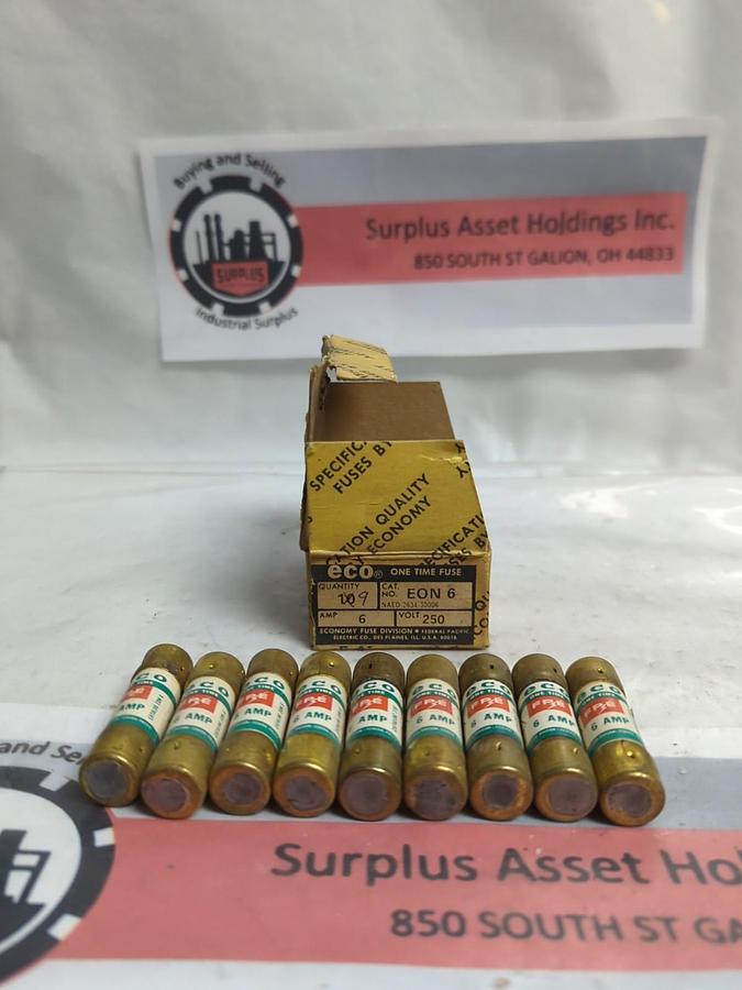 ECO,EON6,ONE-TIME 6 AMP FUSES BOX OF 9 NOS