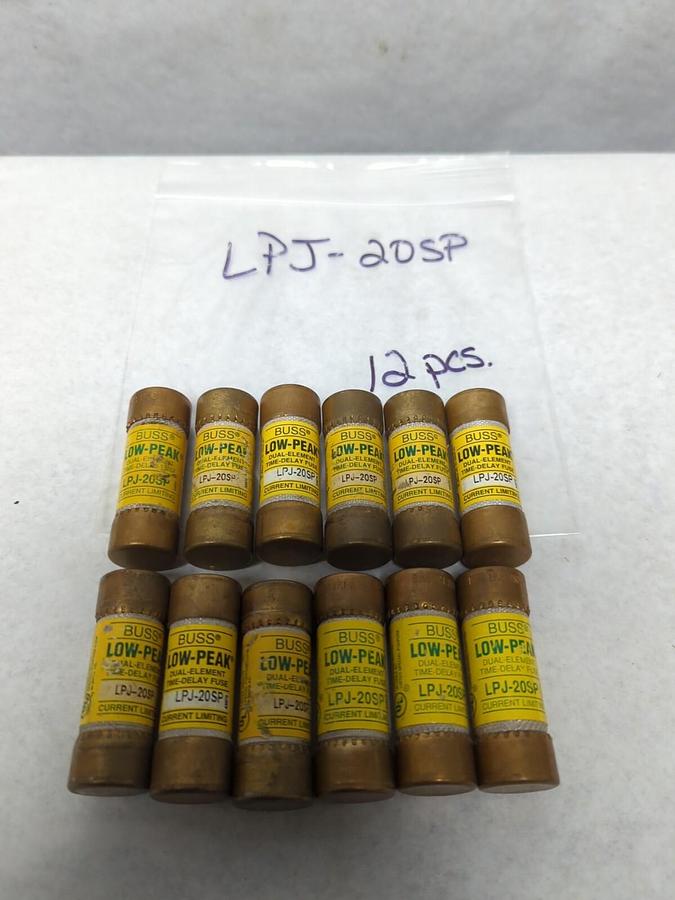 Used COOPER BUSSMANN,LPJ-20SP,LOW-PEAK 20 AMP FUSE LOT OF 12 PRE-OWNED