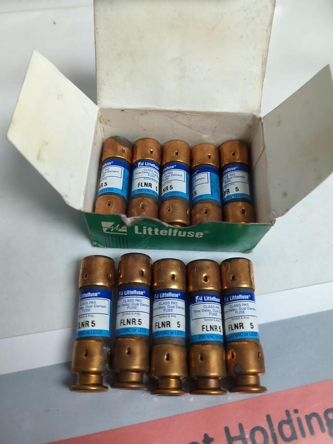 LITTELFUSE,FLNR5,POWR-GARD 5 AMP FUSE LOT OF 10 NOS
