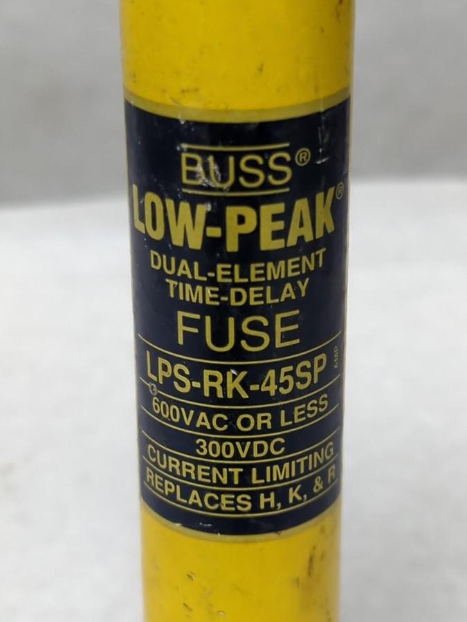 Used COOPER BUSSMANN,LPS-RK-45SP,LOW-PEAK 45 AMP FUSE PRE-OWNED