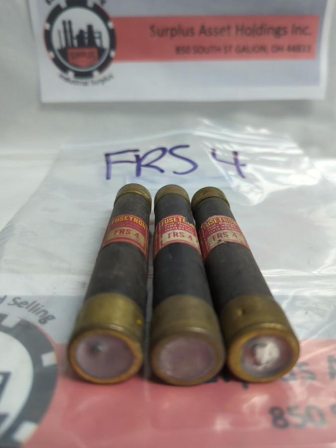 Used COOPER BUSSMANN,FRS-4,FUSETRON 4 AMP FUSE LOT OF 3 PRE-OWNED
