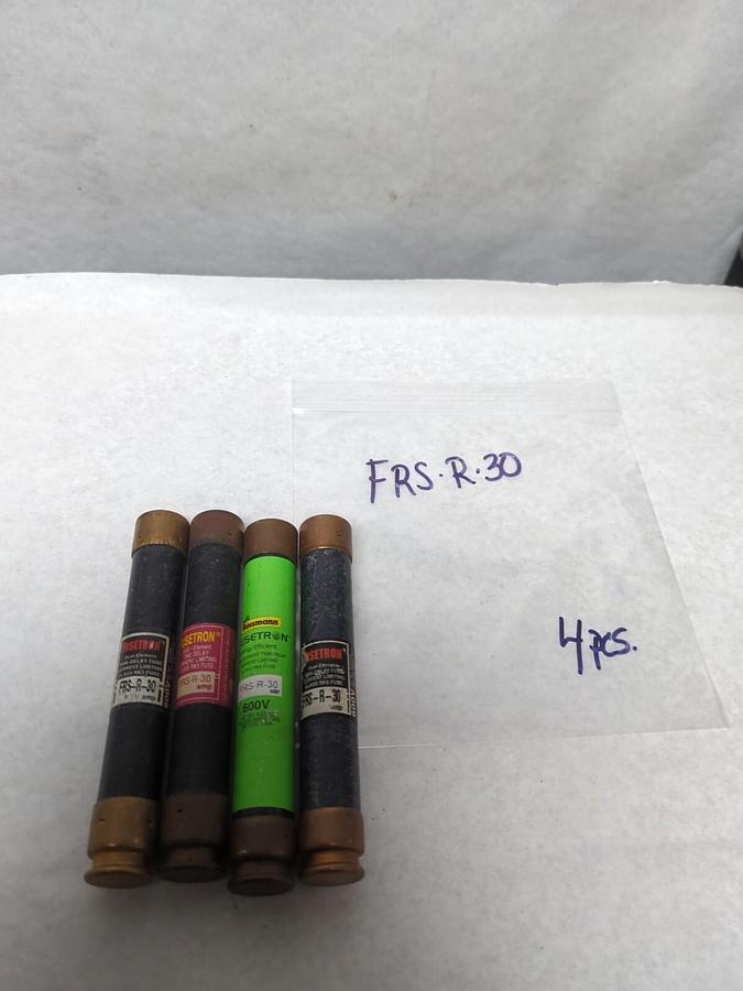 Used COOPER BUSSMANN,FRS-R-30,FUSETRON 30 AMP FUSE LOT OF 4 PRE-OWNED