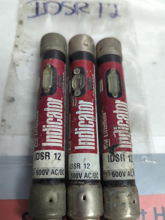 Used LITTELFUSE,IDSR-12,INDICATOR 12 AMP FUSE LOT OF 3 PRE-OWNED